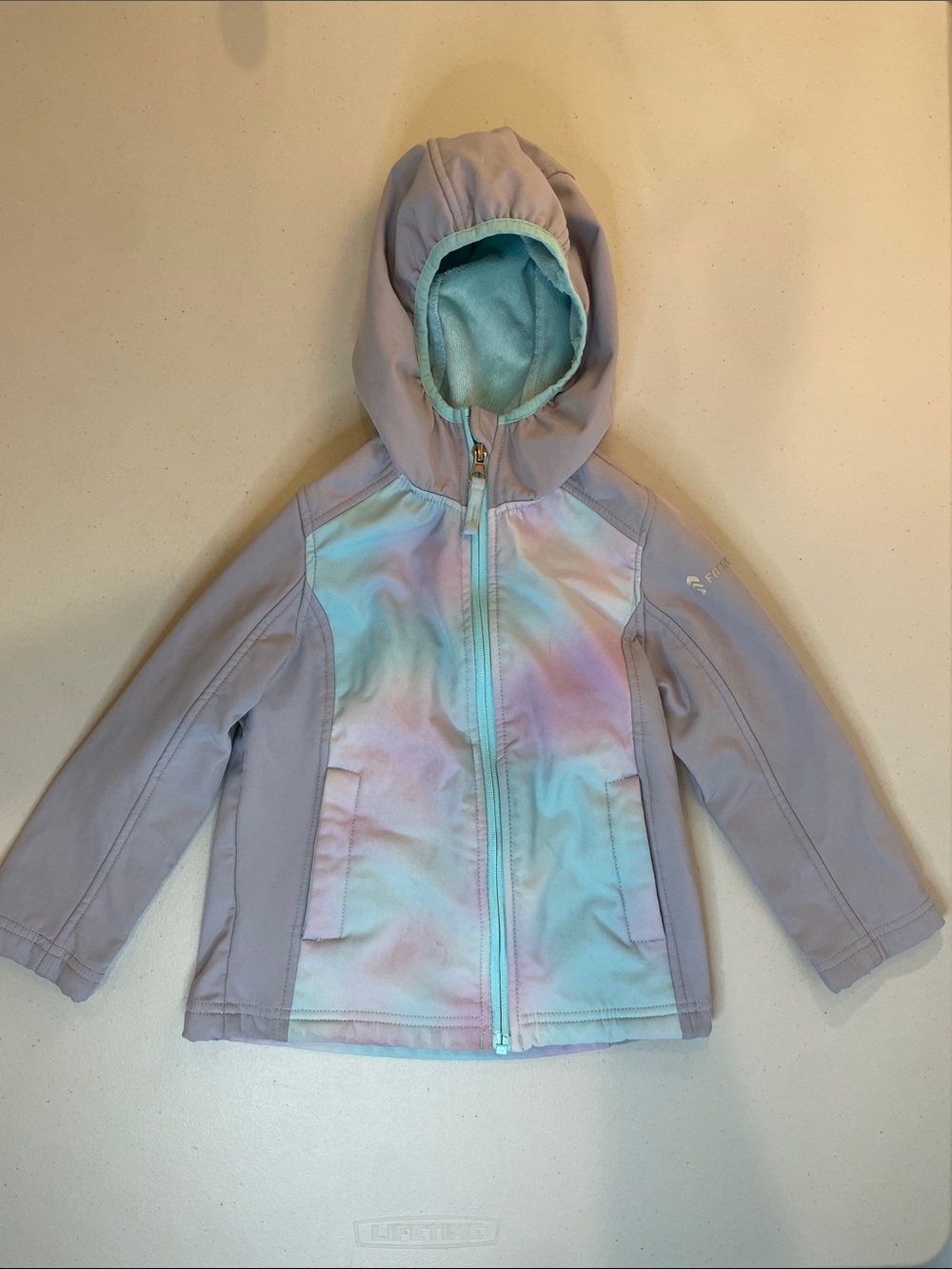 Free Country Girls 5/6 Mint Purple Tie Dye Softshell Jacket Faux Fur Lined
